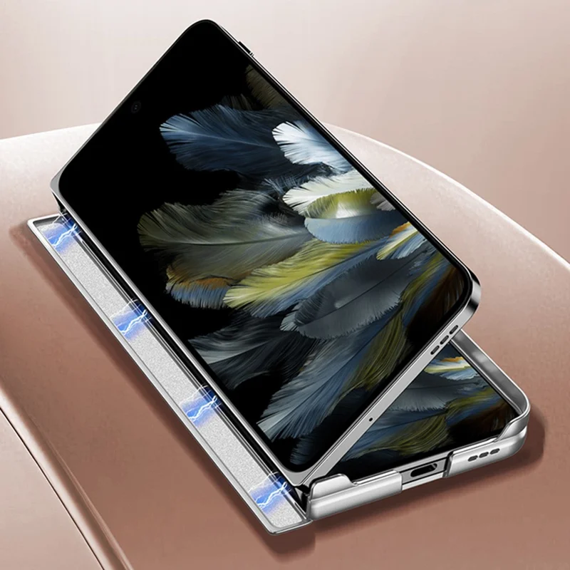 GKK for Oppo Find N3 5G Magnetic Case Hard PC Ultra Thin Protective Cover with Screen Protector - Silver