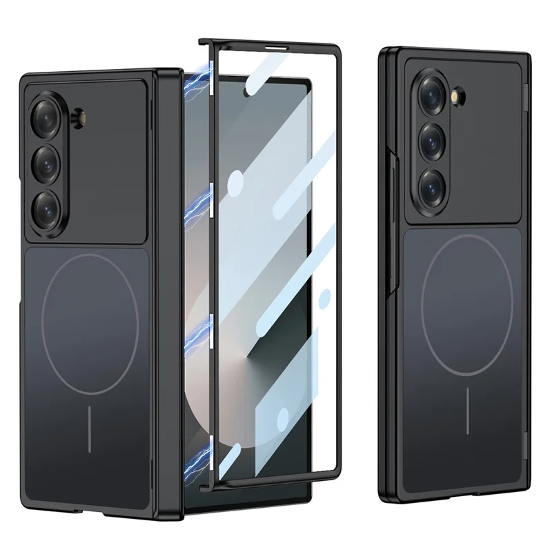 GKK til Samsung Galaxy Z Fold6 5G Magnetisk Case Matt PC Telefonbeskytter med Transparent Skærmbevaren - Sort