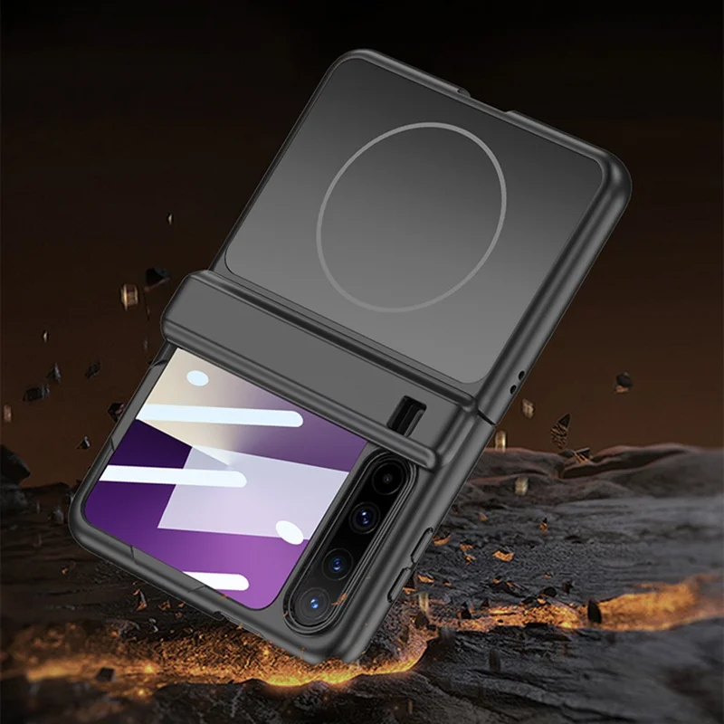 For Huawei Pura X Magnetic Case Matte PC Anti-Fingerprint Phone Cover with Rear Screen Protector - Silver