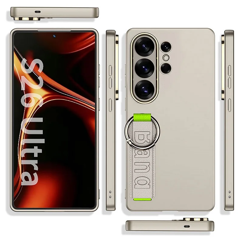 GKK For Samsung Galaxy S26 Ultra Case with Silicone Hand Band Hard PC Phone Back Cover - Titanium Grey
