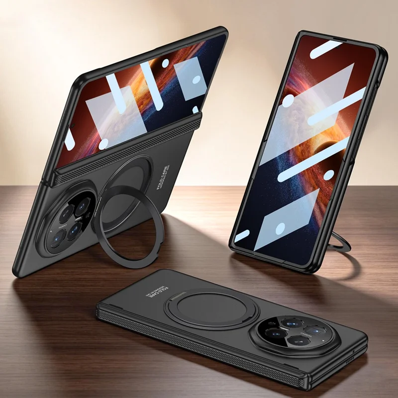 GKK für Honor Magic V6 5G Hülle Ständer Magnetische Scharnierabdeckung PC-Handyhülle mit HD-Schutzfolie – Schwarz