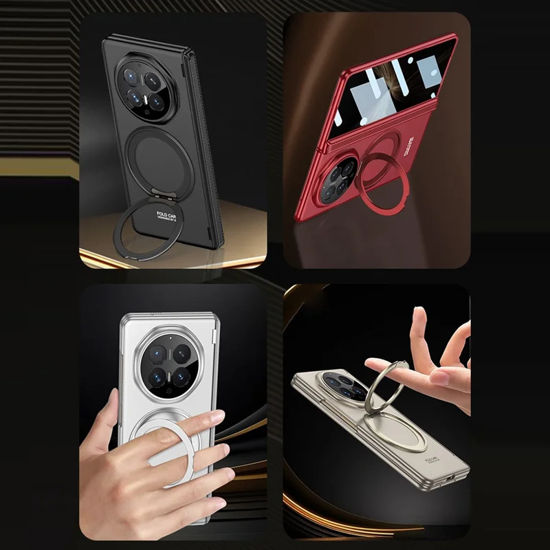 GKK für Honor Magic V6 5G Hülle Ständer Magnetische Scharnierabdeckung PC-Handyhülle mit HD-Schutzfolie – Schwarz