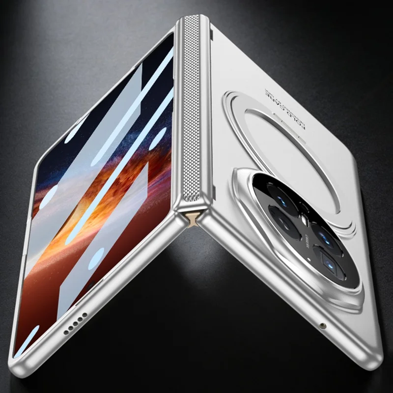 GKK für Honor Magic V6 5G Hülle Ständer Magnetische Scharnierabdeckung PC-Handyhülle mit HD-Schutzfolie – Schwarz