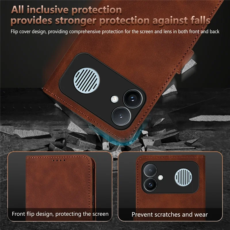 AZNS For Xiaomi Redmi K90 Max 5G Case PU Leather Wallet Phone Cover - Brown