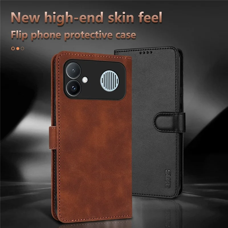 AZNS For Xiaomi Redmi K90 Max 5G Case PU Leather Wallet Phone Cover - Brown