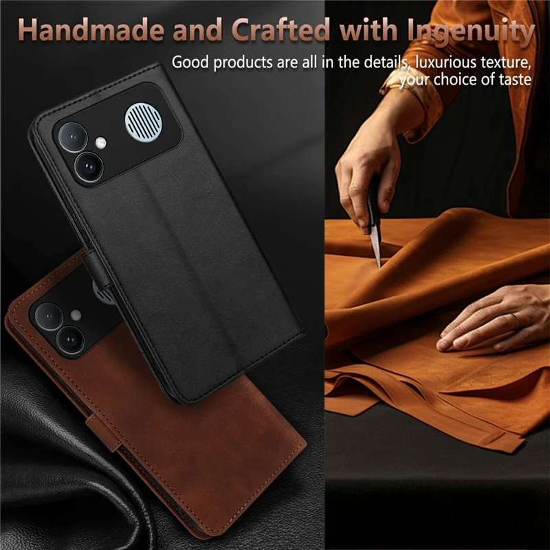 AZNS For Xiaomi Redmi K90 Max 5G Case PU Leather Wallet Phone Cover - Brown