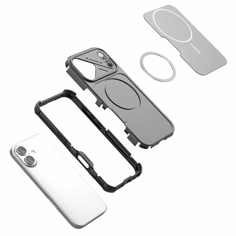 For iPhone 16 Case Shockproof Airbag PC+TPU Phone Cover Compatible with MagSafe - Purple