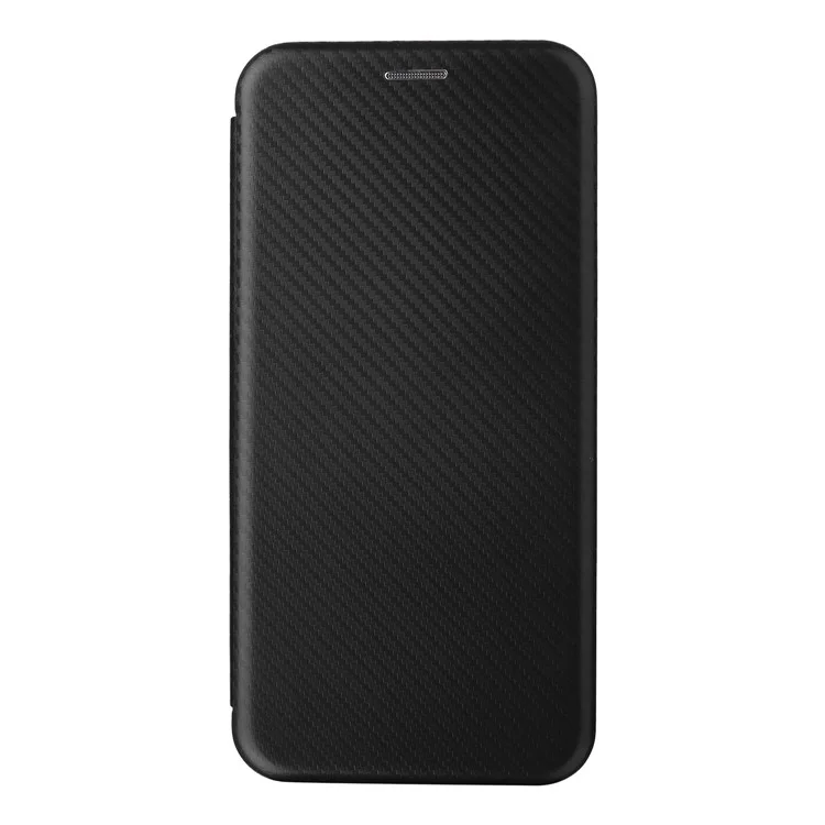 Pour Blackview A55 Pro Carbon Fibre Texture Case Absorption Magnétique Couverture PU PU Curture Cartre Slot Solle de Téléphone - le Noir