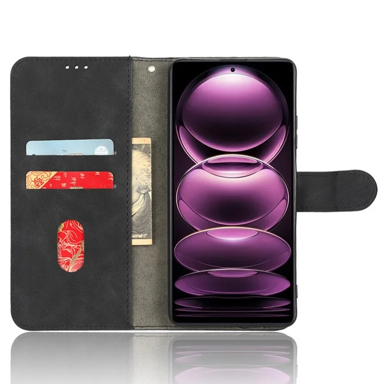 For Xiaomi Redmi Note 12 Pro 5G / Note 12 Pro Speed 5G / Poco X5 Pro 5G Skin-touch Feeling Phone Case Wallet Stand Flip Shockproof PU Leather+TPU Cover - Black
