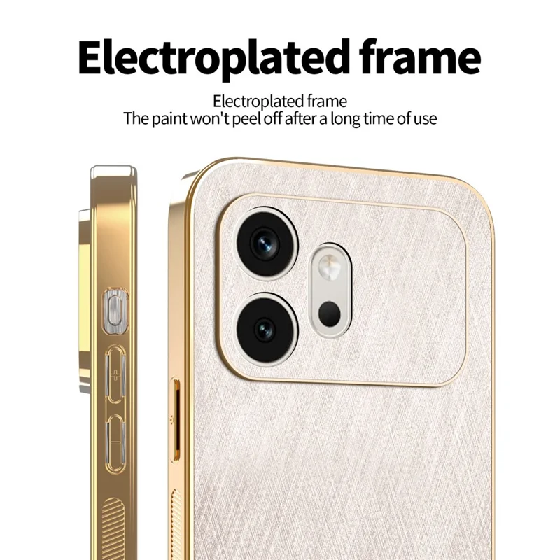 KADEM Custodia per Honor 600 5G Rivestimento Elettrolitico con Texture in Seta PU + TPU - Oro