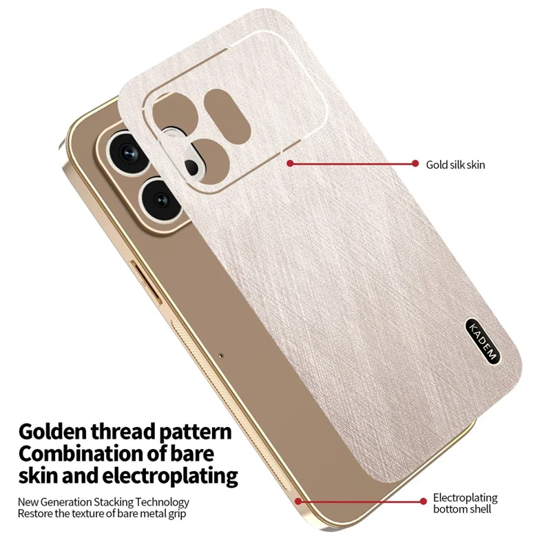 KADEM Custodia per Honor 600 5G Rivestimento Elettrolitico con Texture in Seta PU + TPU - Oro