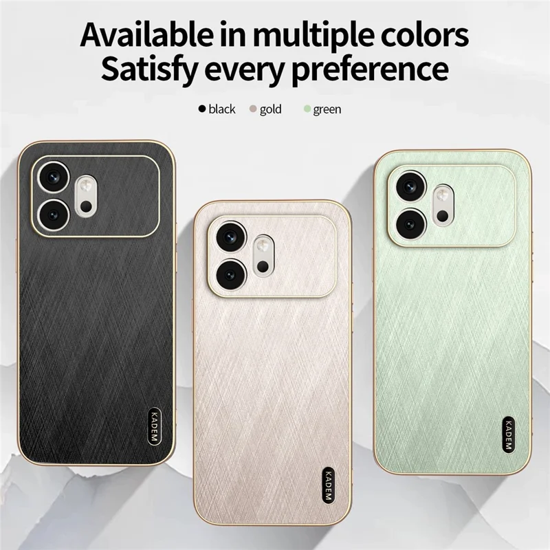 KADEM Custodia per Honor 600 5G Rivestimento Elettrolitico con Texture in Seta PU + TPU - Oro