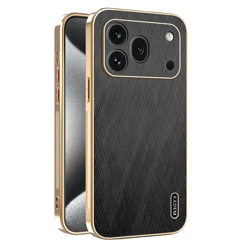 KADEM Custodia per Honor 600 Pro 5G Rivestimento Elettrolitico Design in Tessuto Effetto Seta in PU + TPU Protezione Posteriore per Telefono - Nero