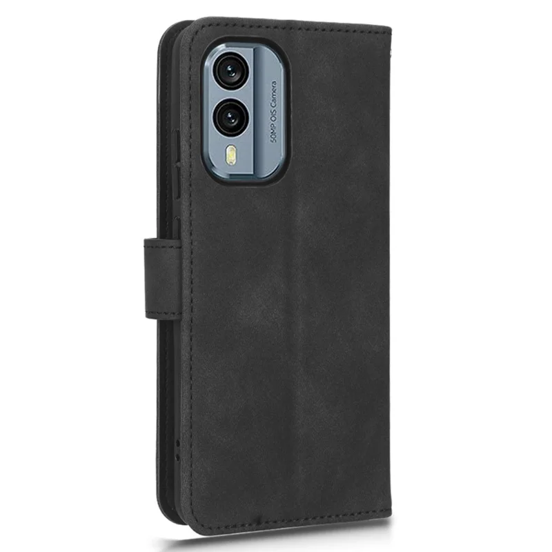 For Nokia X30 5G Wallet Stand Flip Anti-scratch PU Leather+TPU Cover Skin-touch Feeling Phone Case - Black