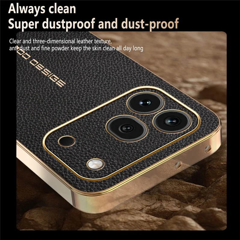 For Honor 600 Pro 5G Case Anti Scratch Litchi Texture PU Leather TPU Phone Back Cover - Black