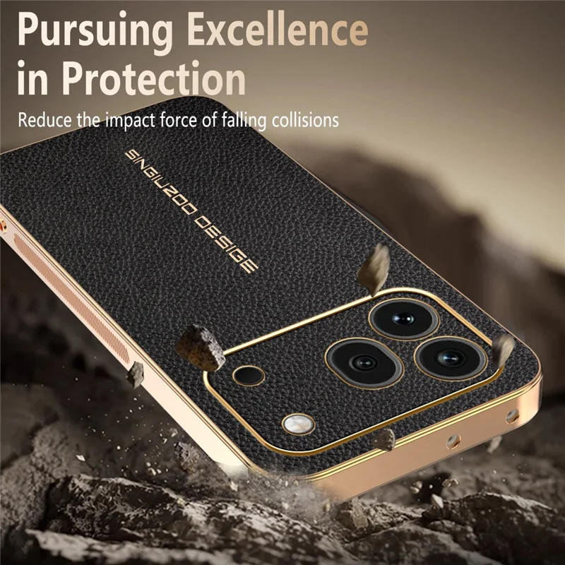 For Honor 600 Pro 5G Case Anti Scratch Litchi Texture PU Leather TPU Phone Back Cover - Black