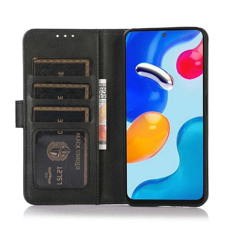 Чехол для OnePlus Ace 6 Ultra 5G из искусственной кожи с текстурой натуральной кожи, с отделением для карт и подставкой — черный