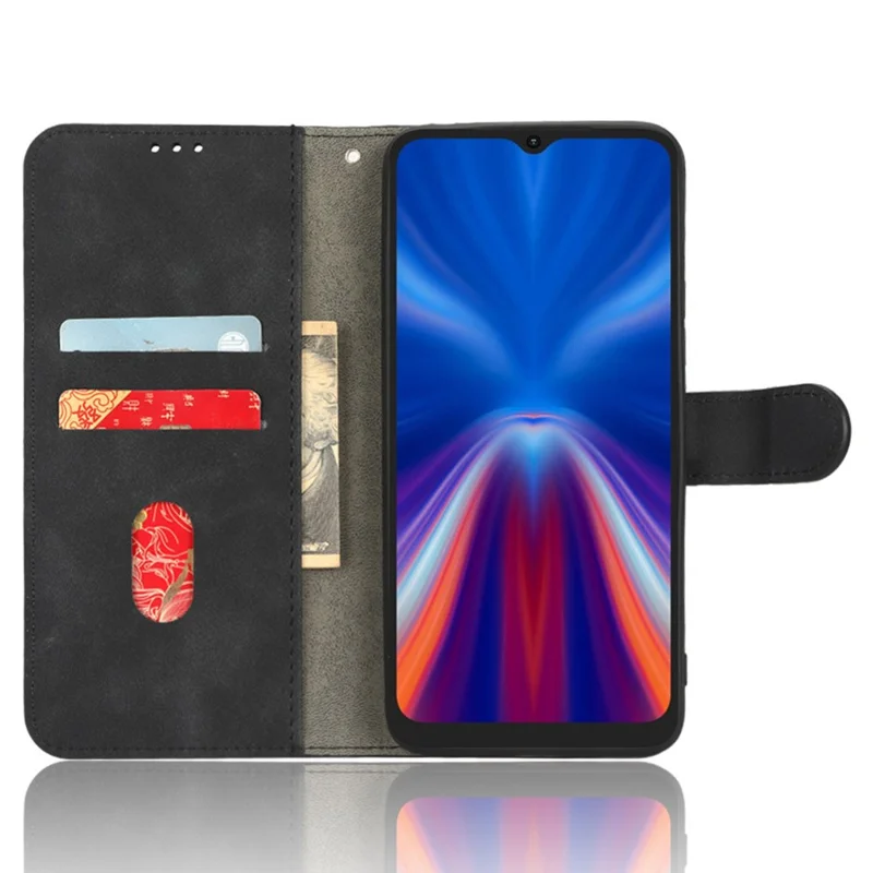 For Umidigi C1 Wallet Stand Skin-touch Feeling Phone Case Flip Anti-scratch PU Leather+TPU Cover - Black