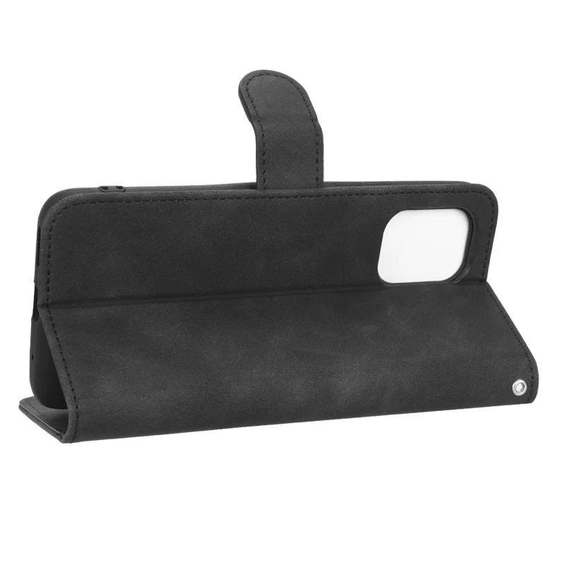 For Umidigi C1 Wallet Stand Skin-touch Feeling Phone Case Flip Anti-scratch PU Leather+TPU Cover - Black