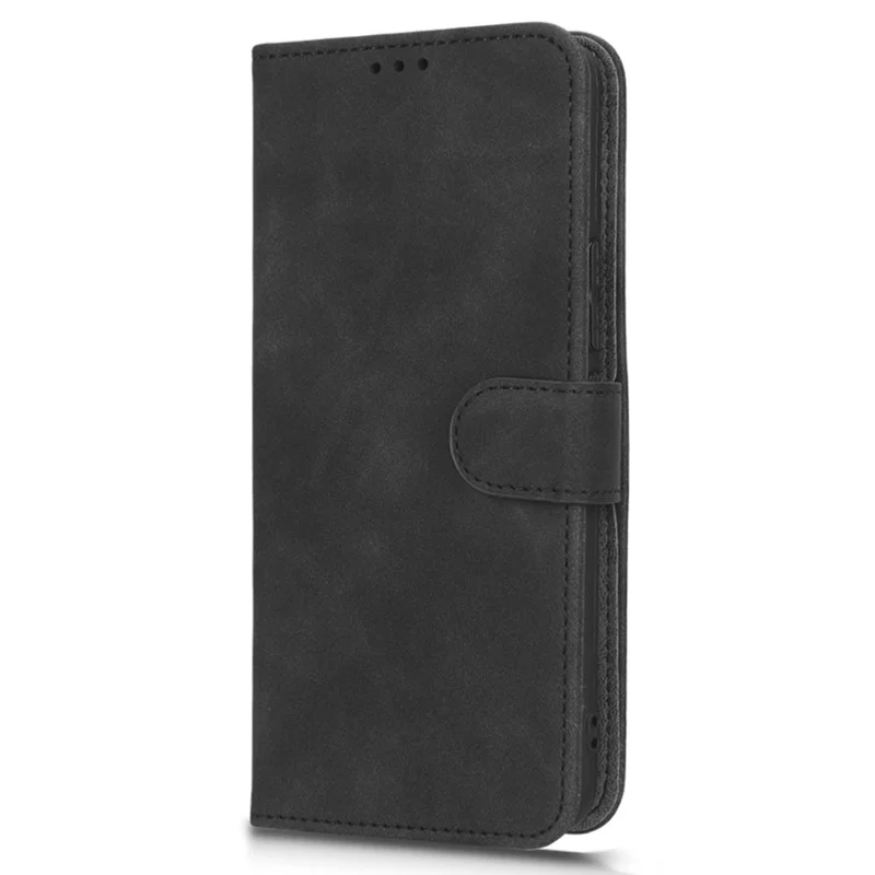 For Umidigi C1 Wallet Stand Skin-touch Feeling Phone Case Flip Anti-scratch PU Leather+TPU Cover - Black