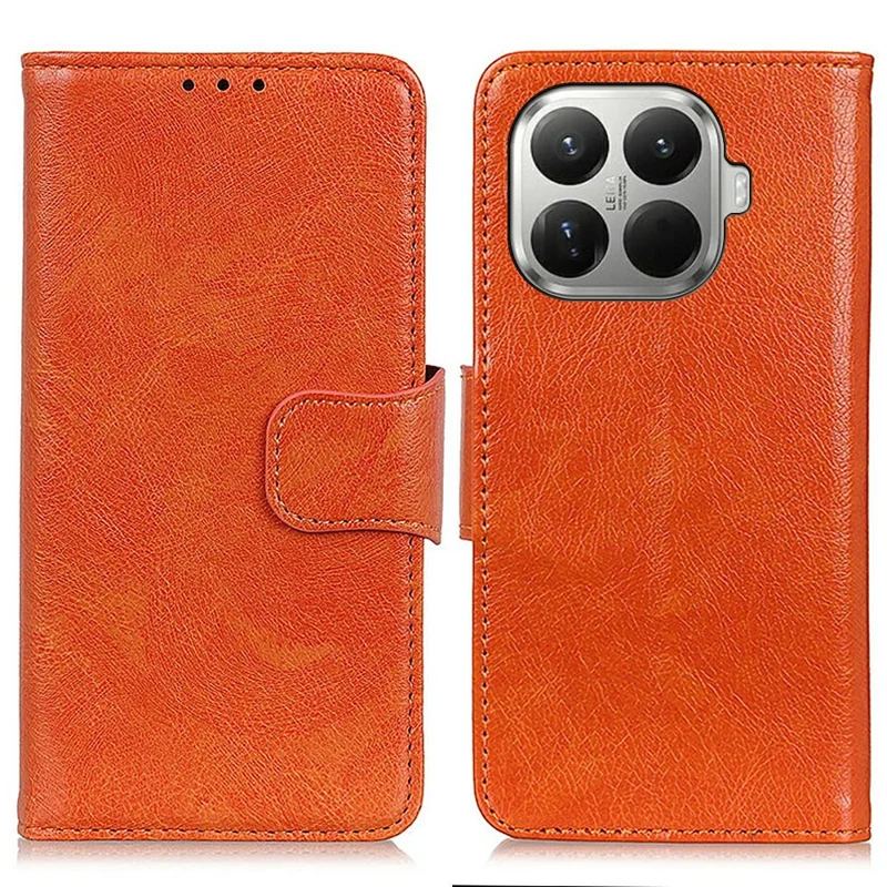 For Xiaomi 17T Case Nappa Texture Split Leather Wallet Phone Cover - Orange