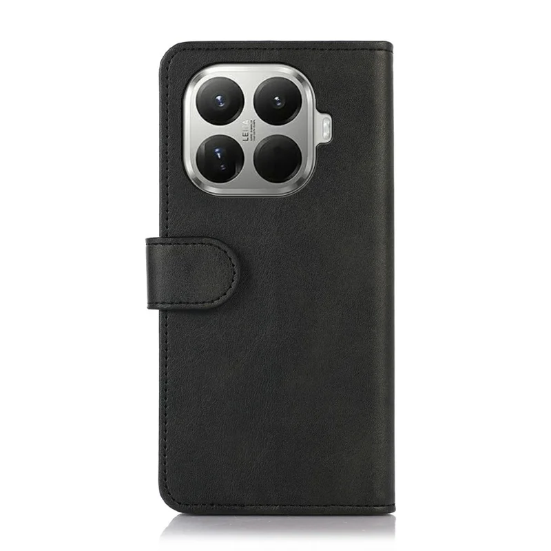For Xiaomi 17T Case Cowhide Texture Leather Wallet Phone Cover with Stand - Black