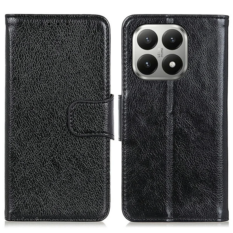 For Xiaomi 17T Pro Case Nappa Texture Split Leather Wallet Phone Cover - Black