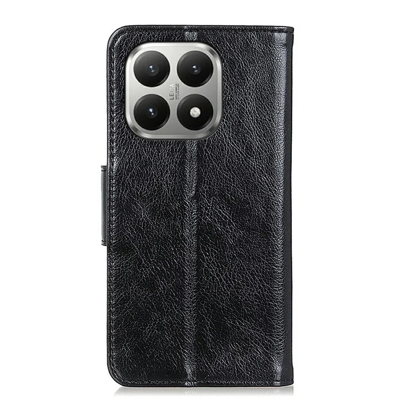 For Xiaomi 17T Pro Case Nappa Texture Split Leather Wallet Phone Cover - Black