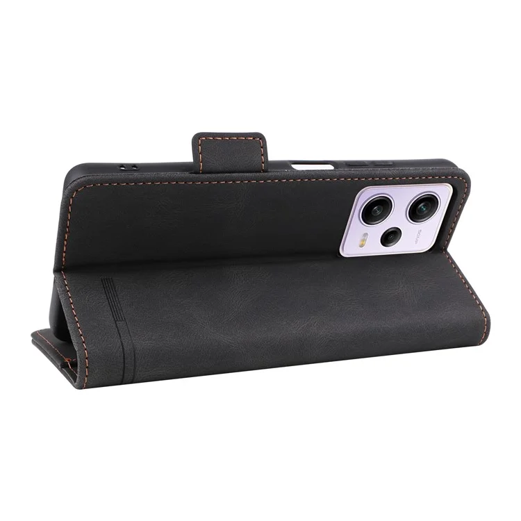 For Xiaomi Redmi Note 12 Pro 5G / Note 12 Pro Speed 5G / Poco X5 Pro 5G PU Leather Anti-drop Case Hardware Decor Dual Magnetic Clasp Wallet Stand Phone Cover - Black