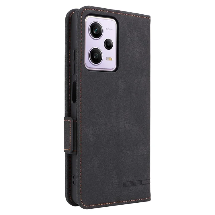 For Xiaomi Redmi Note 12 Pro 5G / Note 12 Pro Speed 5G / Poco X5 Pro 5G PU Leather Anti-drop Case Hardware Decor Dual Magnetic Clasp Wallet Stand Phone Cover - Black