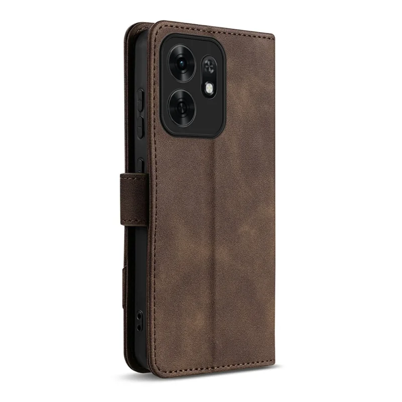 AZNS A2 Leather Case with Wrist Strap for Honor X6d 5G / Play 60A 5G / Play 80 5G RFID Blocking Wallet Stand Phone Cover - Brown