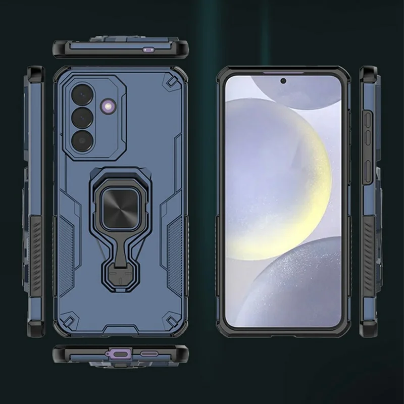 For Samsung Galaxy A27 Case Rotatable Ring Kickstand PC + TPU Shockproof Phone Cover - Black
