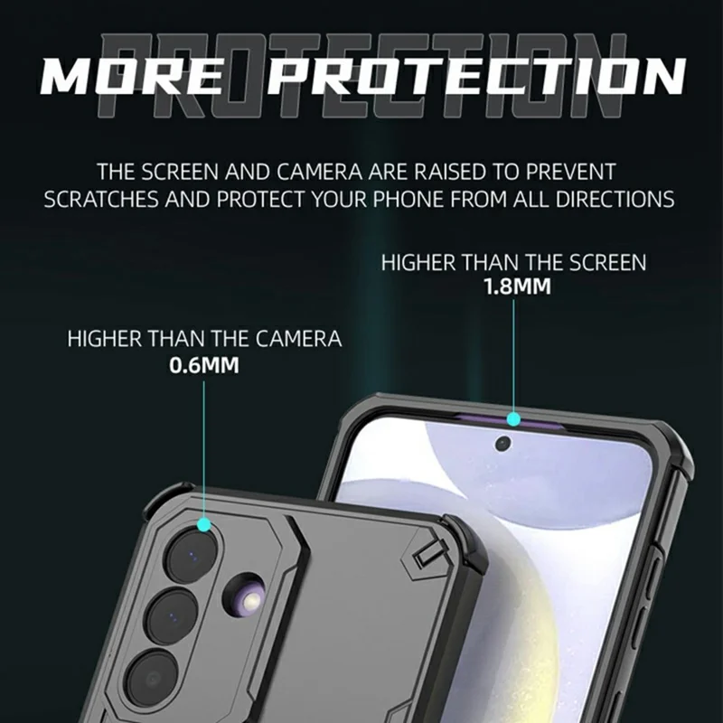 For Samsung Galaxy A27 Case Rotatable Ring Kickstand PC + TPU Shockproof Phone Cover - Black