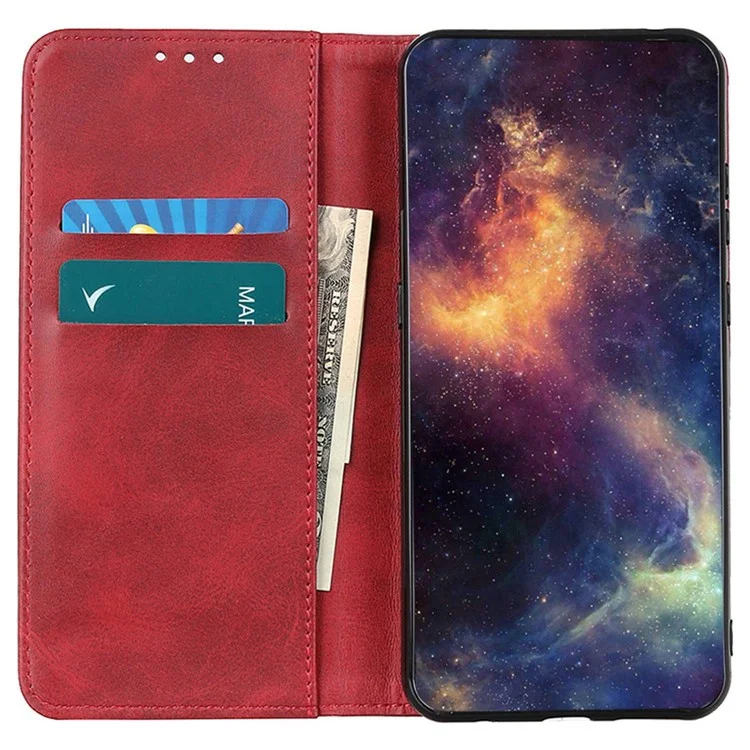 Stand Wallet Hülle Für Huawei Nova Y61 4G, Cowide Textur Geteiltes Leder Magnetisch Automatisch Absorbiertes Folio-flip-telefonabdeckung - Rot