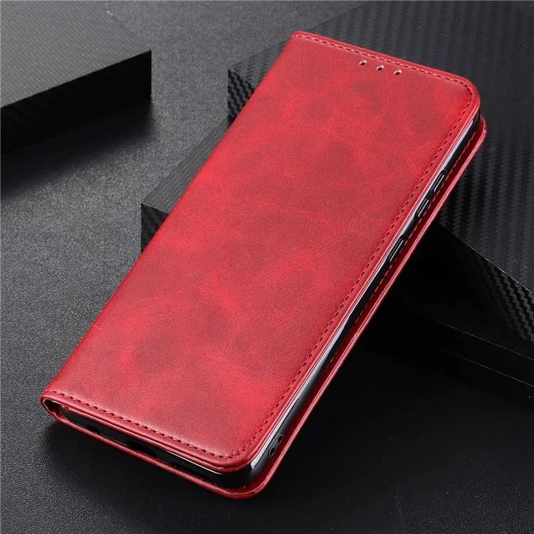 Stand Wallet Hülle Für Huawei Nova Y61 4G, Cowide Textur Geteiltes Leder Magnetisch Automatisch Absorbiertes Folio-flip-telefonabdeckung - Rot