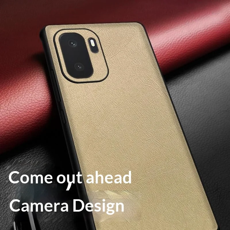 For OnePlus Ace 6 Ultra 5G Case Silk-Textured PU Leather Coated PC TPU Protective Phone Back Cover - Gold