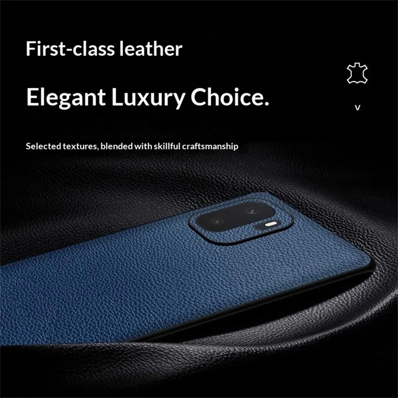 For OnePlus Ace 6 Ultra 5G Case Litchi Texture PU Leather Coated PC + TPU Protective Phone Back Cover - Blue