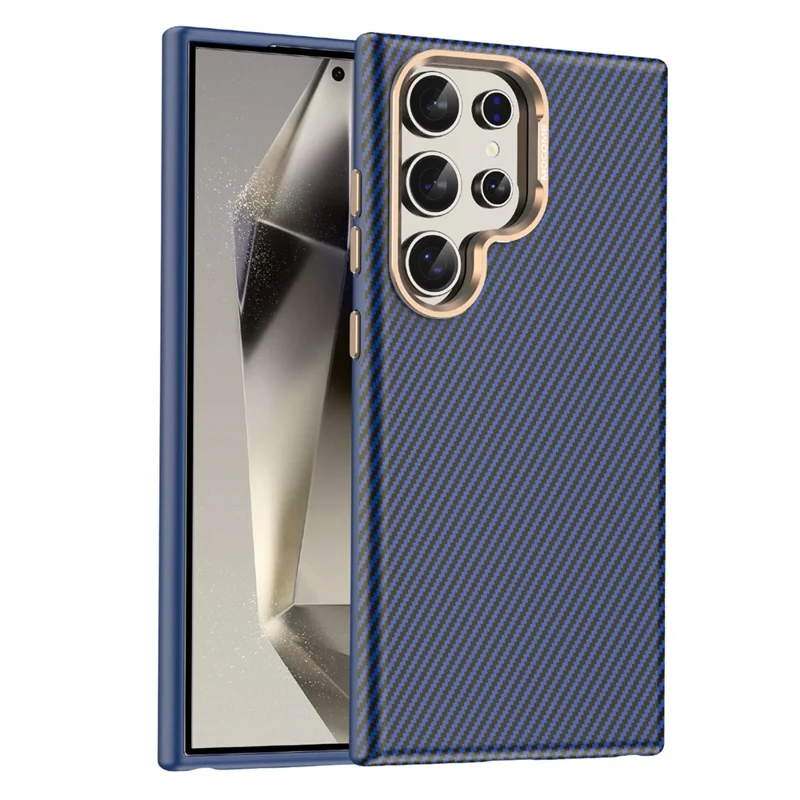 For Samsung Galaxy S24 Ultra Magnetic Case Carbon Fiber Texture Shockproof Leather TPU PC Protective Cover - Sapphire
