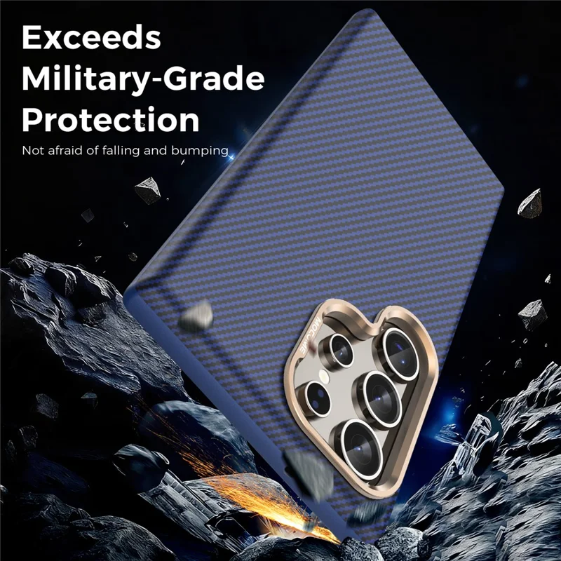 For Samsung Galaxy S24 Ultra Magnetic Case Carbon Fiber Texture Shockproof Leather TPU PC Protective Cover - Sapphire