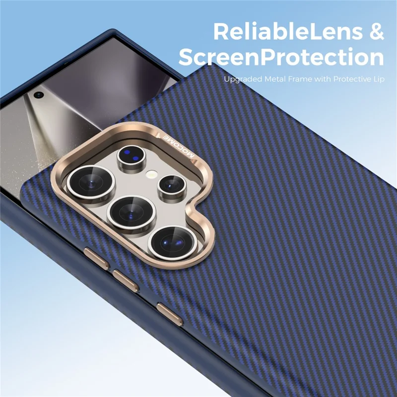 For Samsung Galaxy S24 Ultra Magnetic Case Carbon Fiber Texture Shockproof Leather TPU PC Protective Cover - Sapphire