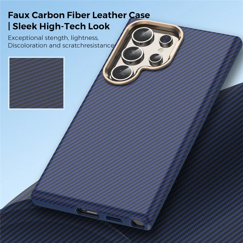 For Samsung Galaxy S24 Ultra Magnetic Case Carbon Fiber Texture Shockproof Leather TPU PC Protective Cover - Sapphire
