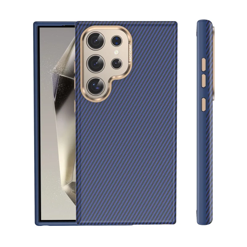 For Samsung Galaxy S24 Ultra Magnetic Case Carbon Fiber Texture Shockproof Leather TPU PC Protective Cover - Sapphire
