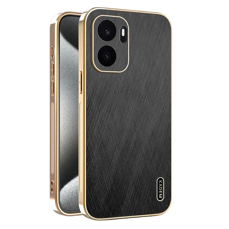 KADEM For OnePlus Ace 6 Ultra 5G Phone Case Electroplating Silk Texture PU + TPU Phone Back Cover - Black
