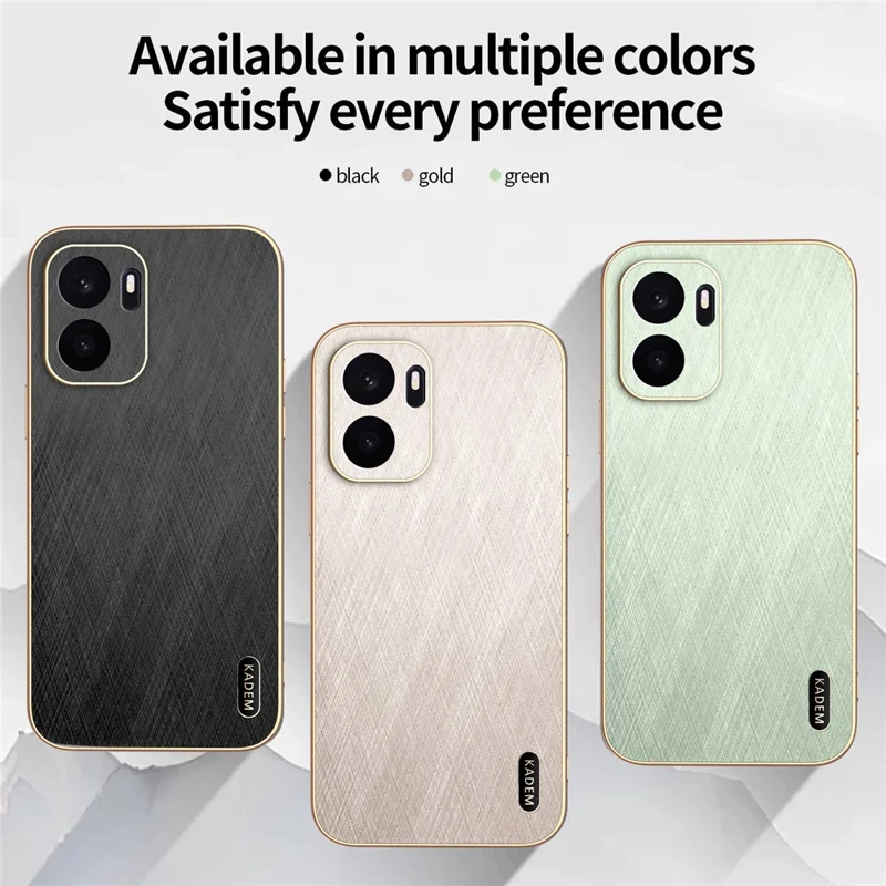 KADEM For OnePlus Ace 6 Ultra 5G Phone Case Electroplating Silk Texture PU + TPU Phone Back Cover - Black
