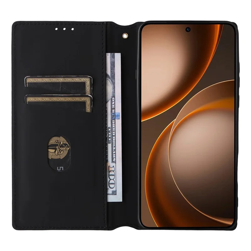 For Oppo Find X9 Ultra 5G Case Wallet Rhombus Imprinted PU Leather Phone Cover - Black