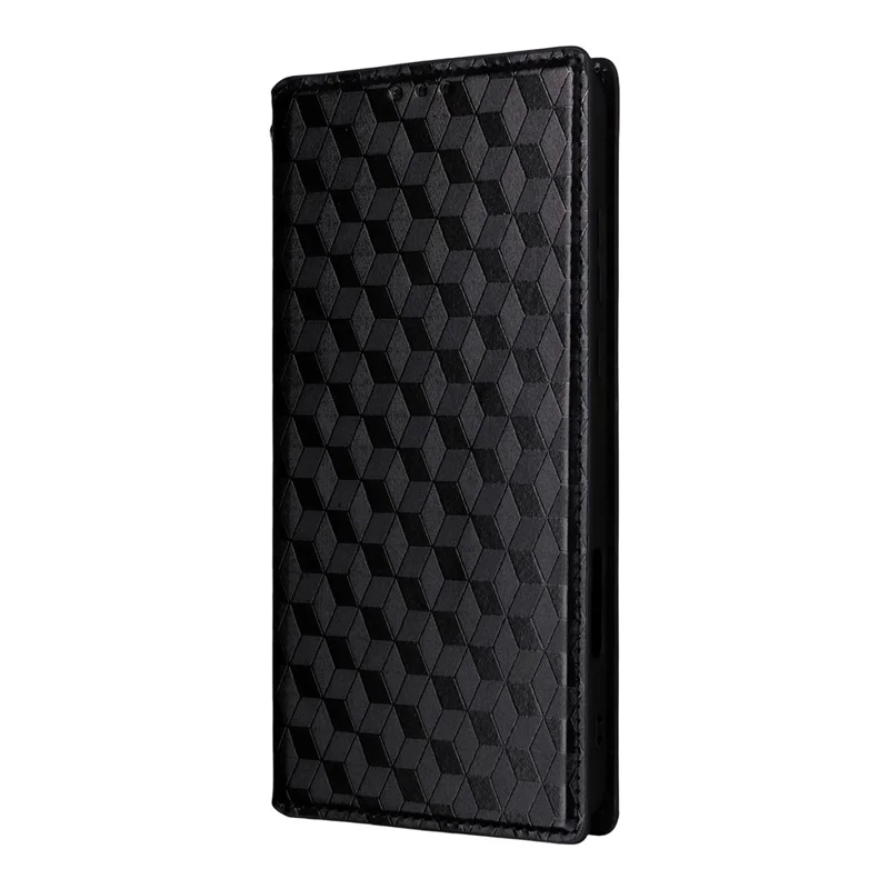 For Oppo Find X9 Ultra 5G Case Wallet Rhombus Imprinted PU Leather Phone Cover - Black