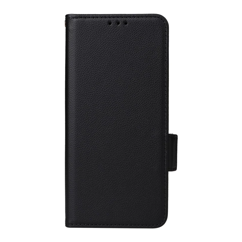 For Oppo Find X9 Ultra 5G Case Litchi Texture Wallet Leather Phone Cover with Wrist Strap - Black
