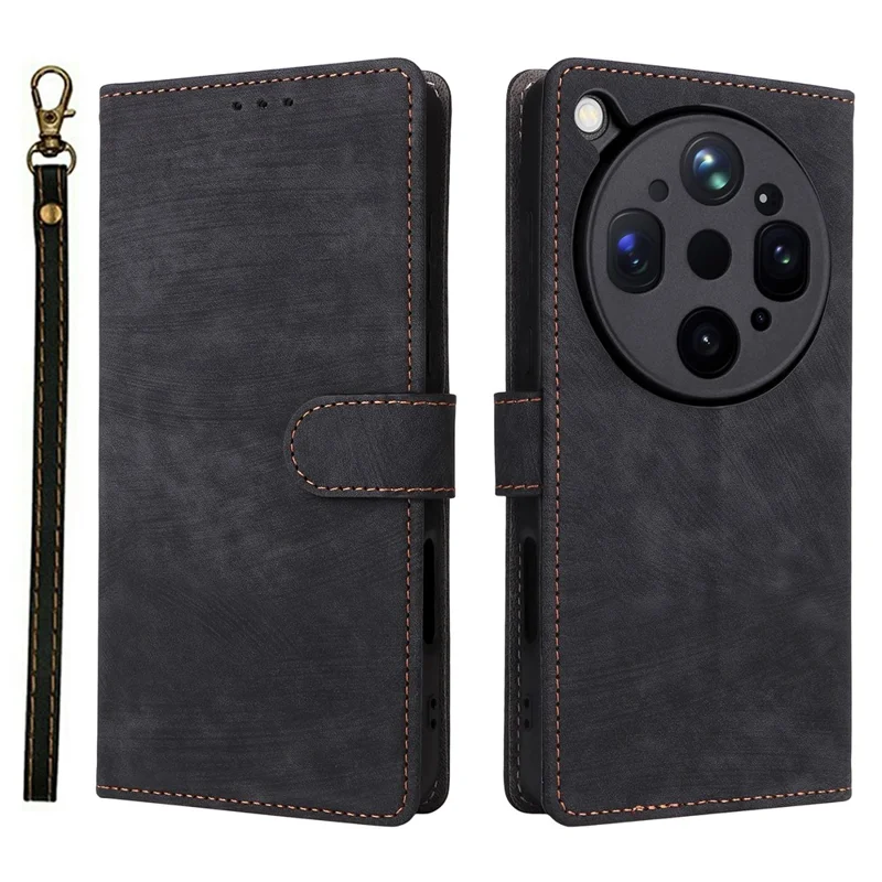 Til Oppo Find X9 Ultra 5G Case Wallet RFID-blokerende PU-læder telefonbeslag med stand og stropper - Sort