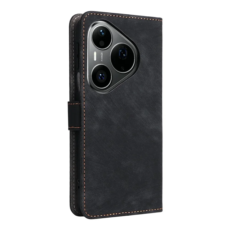 For Huawei Pura 90 Pro Case Wallet RFID Blocking PU Leather Phone Cover Stand with Strap - Black
