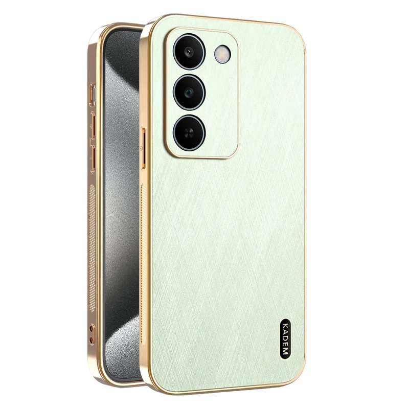 KADEM For Realme C83 5G Phone Case Electroplating Silk Texture PU + TPU Phone Back Cover - Green